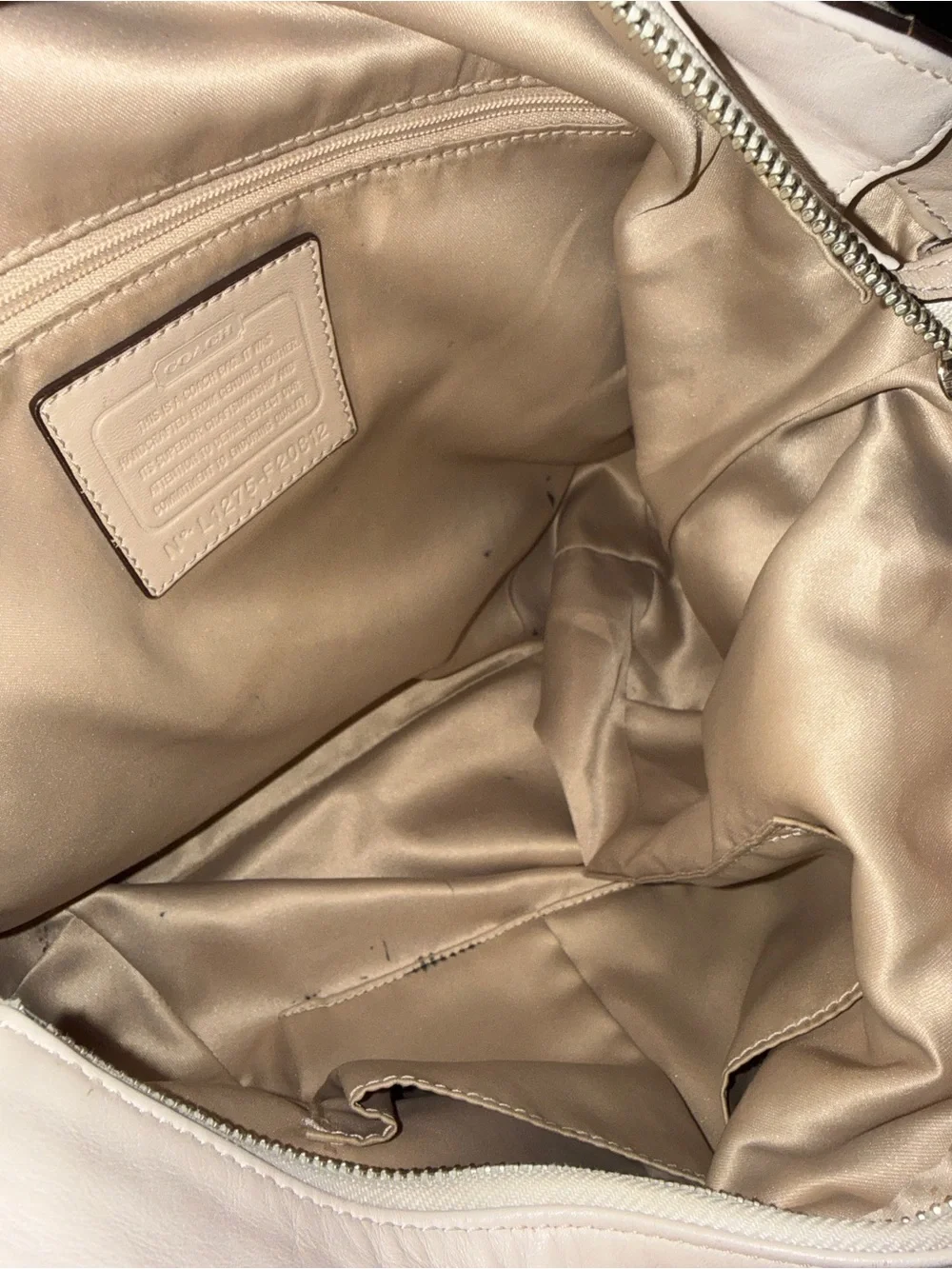 Coach Cream Ivory Genuine Leather Hobo Shoulder Bag F20812